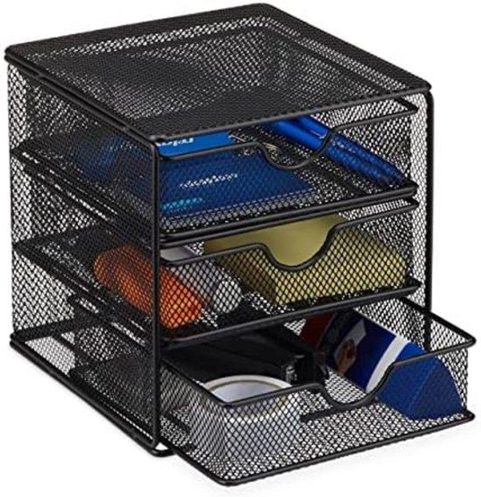 Büroorganizer 3 Fächer schwarz Metallgitter