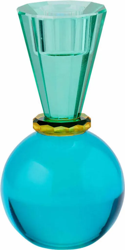 Bougeoir design en verre cristal bicolore 13.5 cm pour bougie flambeau