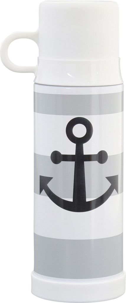 Krasilnikoff Thermoskanne ANKER Grau Weiß 500 ml Isolierkanne mit Becher Weiß