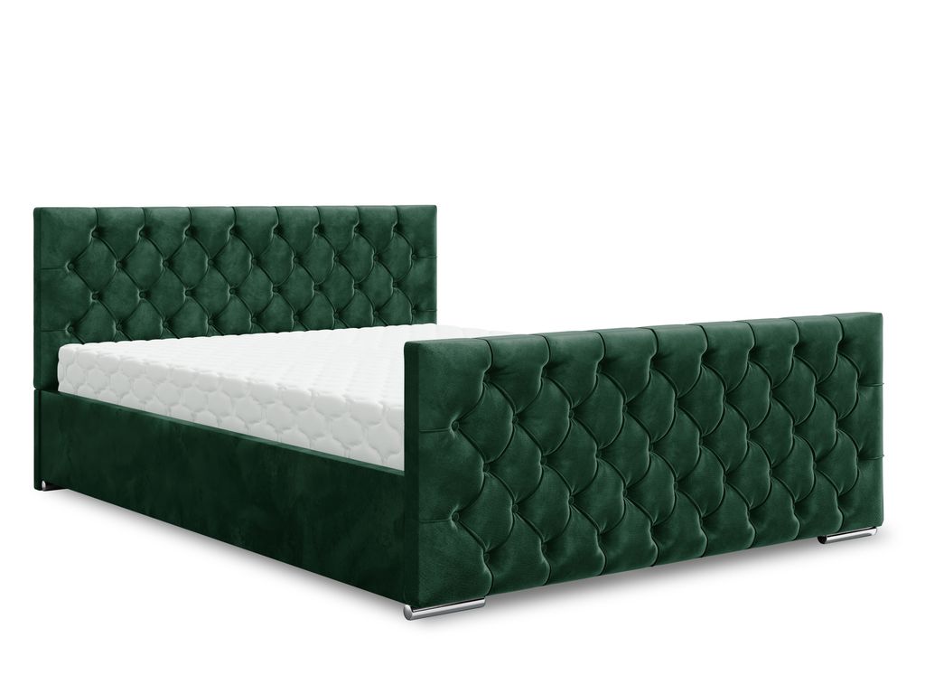 Polsterbett Bitonto, A: 140 cm x 200 cm, Farbe: Monolith37 (Grün), Bett mit Stauraum, Doppelbett, Bett 140x200cm, Bett mit Matratze