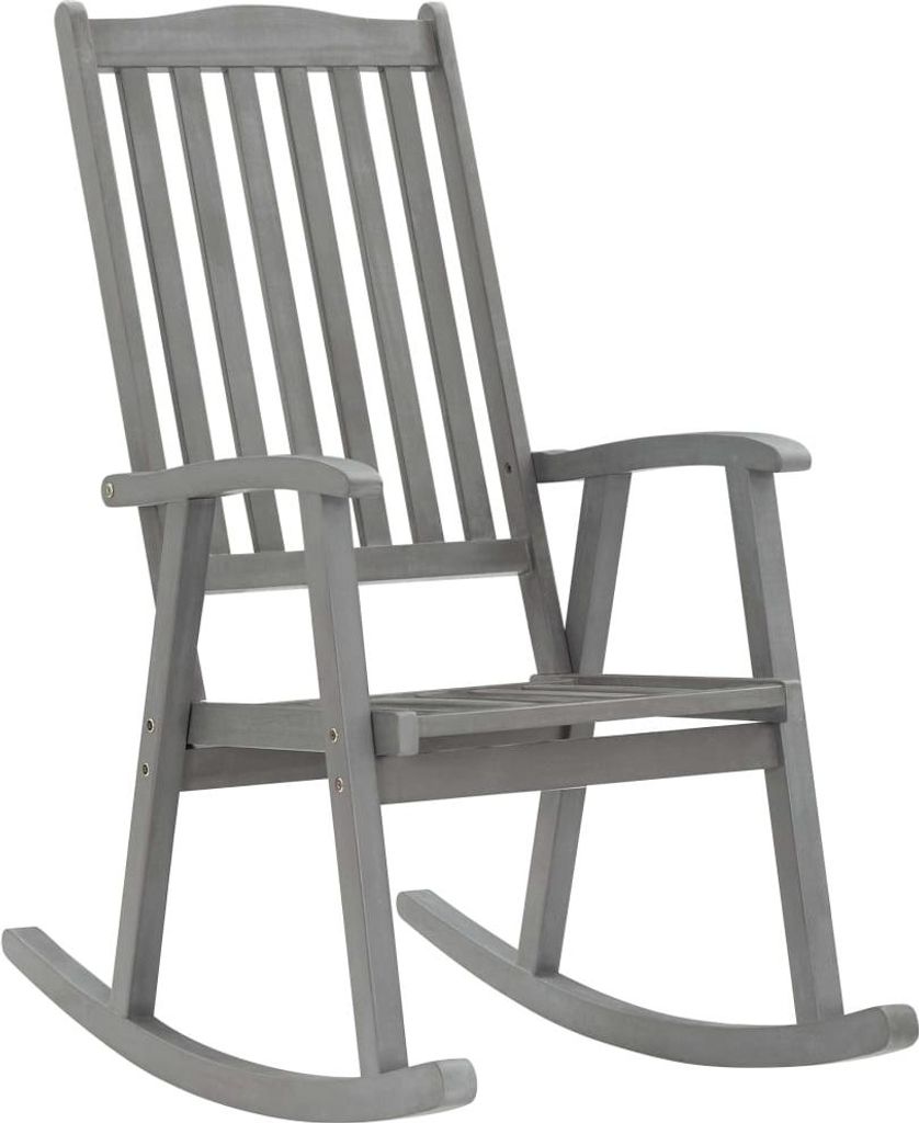 vidaXL Schaukelstuhl mit Auflage Grau Massivholz Akazie