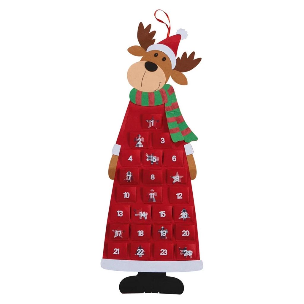 XXL Adventskalender 24 Taschen zum Befüllen Filz Weihnachtskalender Aufhänger Renntier