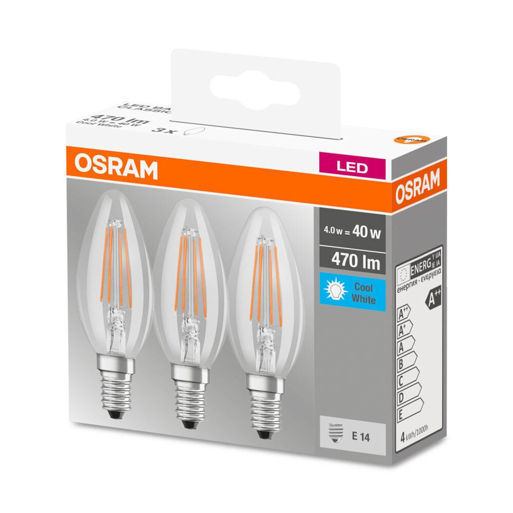 30 x Osram LED Filament Leuchtmittel Kerzen 4W = 40W E14 Produktbild 