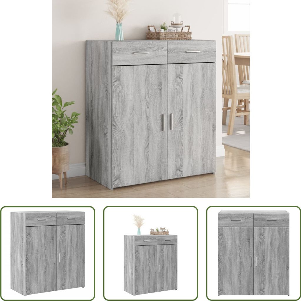 The Living Store Sideboard Grau Sonoma 80x42,5x93 cm Holzwerkstoff