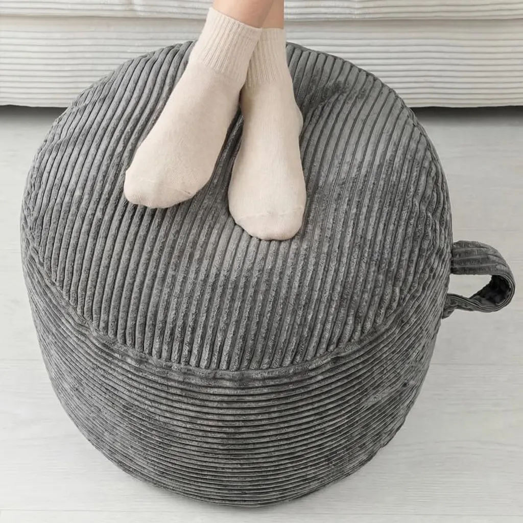 Pouf de chambre et salon 50x35 cm - Siège d'appoint gris antidérapant