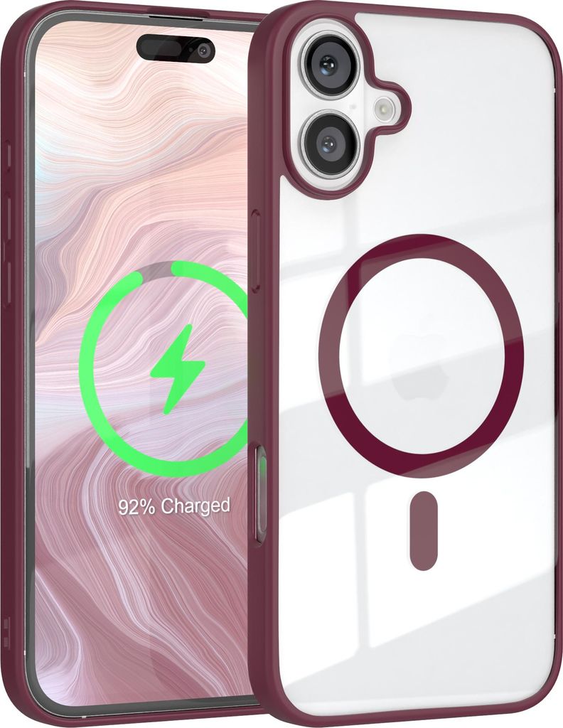 EAZY CASE Clear MagSafe Case für Apple iPhone 16 Plus, Qi-Charging, Silikon mit Kameraschutz, Bumper Case in