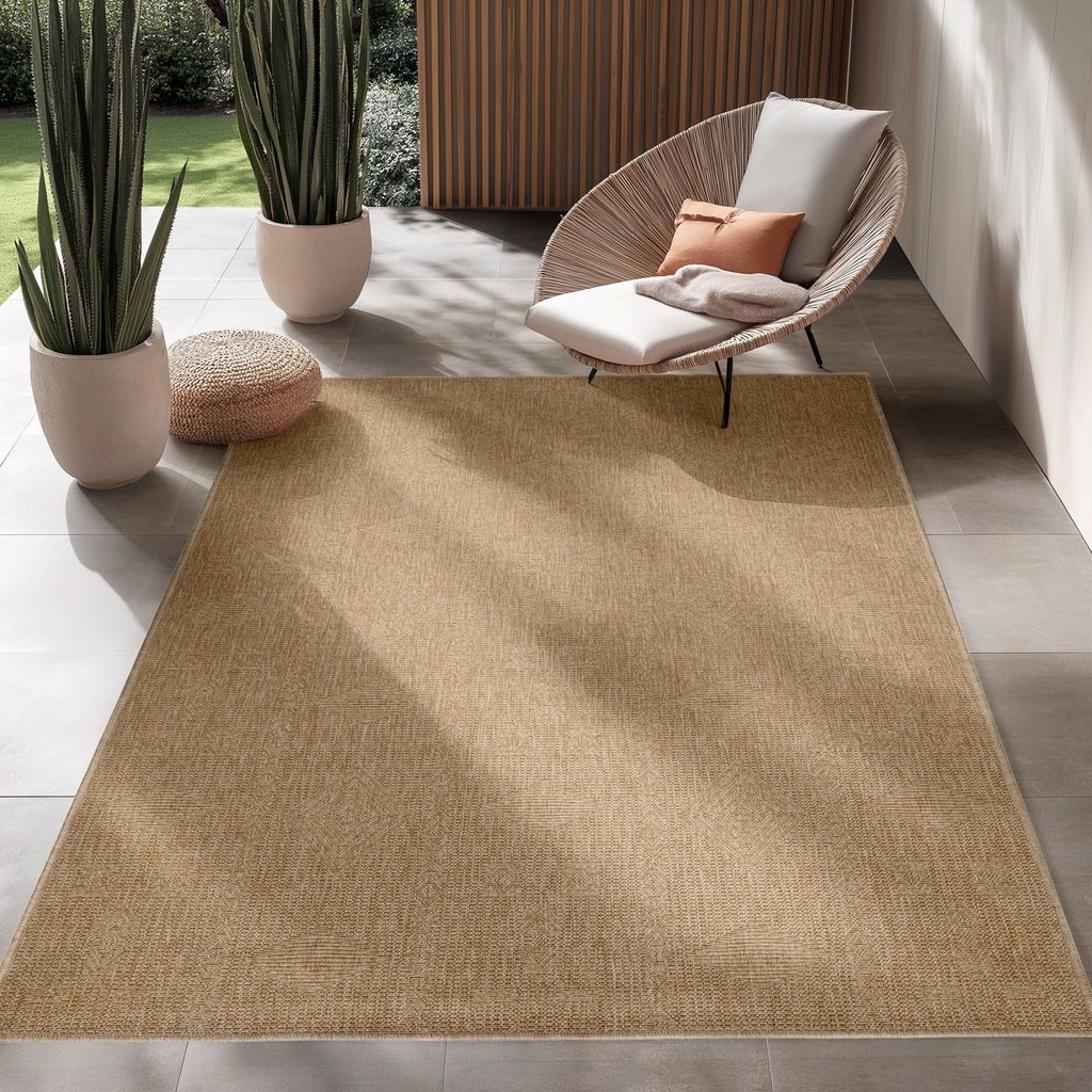 Outdoor Teppich Vintage Design Teppiche im Vintage-Stil Küche Balkon Terrasse Garten Picknick Größe: 240 x 340 cm , Farbe : Beige-1