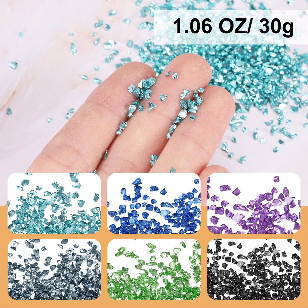 Zerkleinertes Glas Hoch Glanz Chips 1-3mm 29g Unregelm??iges Glas Metallisches Kristall Chips fš¹r Harz Kunst Handwerk Dekoration 6 Farben Blau G...