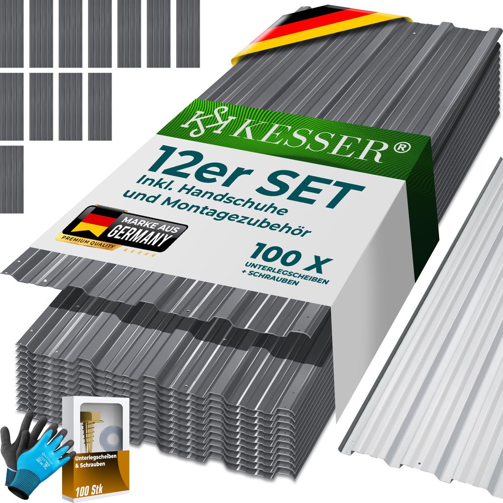 KESSER® 12x Profilblech Trapezblech 129cm x 45cm = 7 m² - Produktbild 