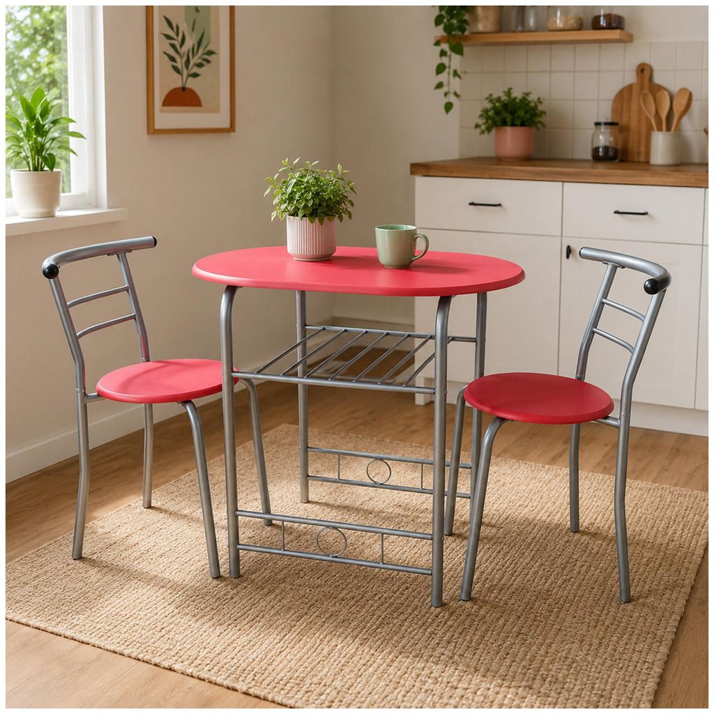 Tischgruppe Merit Rot für 2 Personen, Tisch 80x74x53 cm, Produktbild 