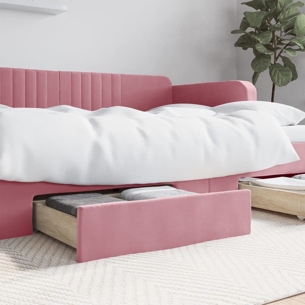 "2026 Promotion" Bettschubladen 2 Stk. - Hohe Qualität - Rosa Holzwerkstoff und Samt - Sonstige Bettausstattung CC29803