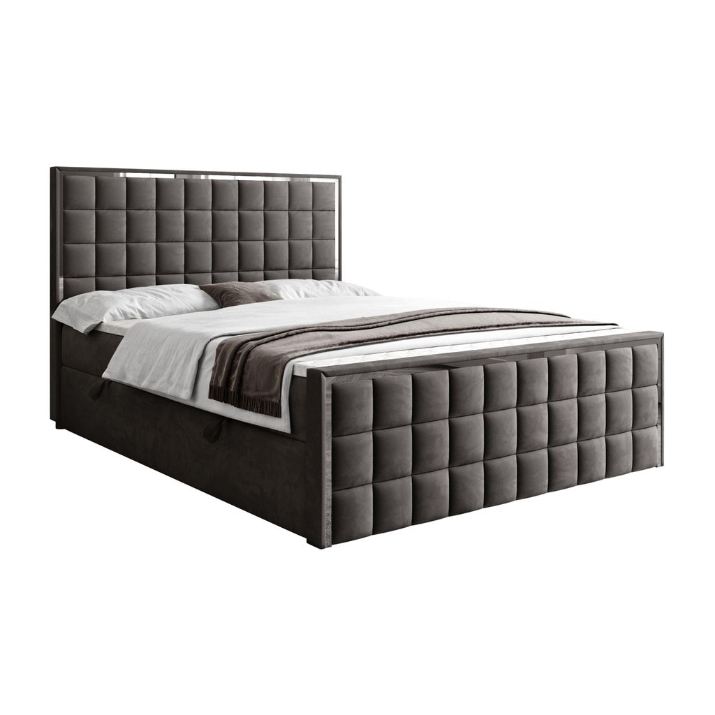 Kontinentalbett ISADORA II SILVER mit Bettkasten, 180 x 200, Royal Velvet 185