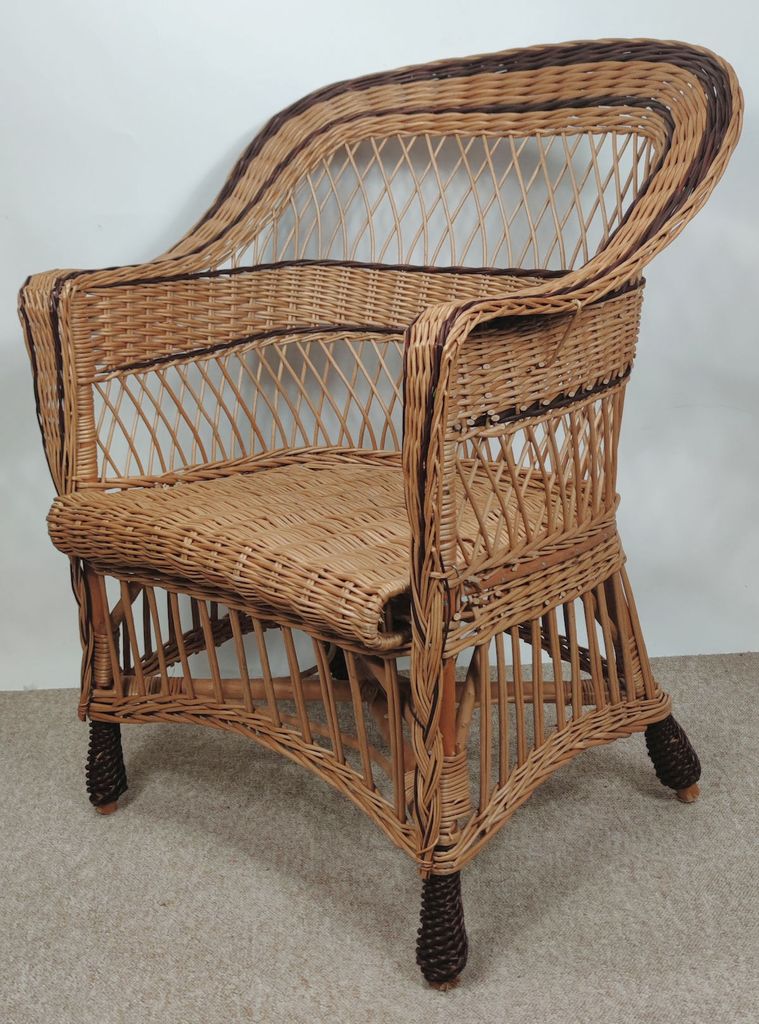 Premium Korbstuhl, Korbsessel Weide, Model Ingvar Rattansessel, Rattansessel Ingavar