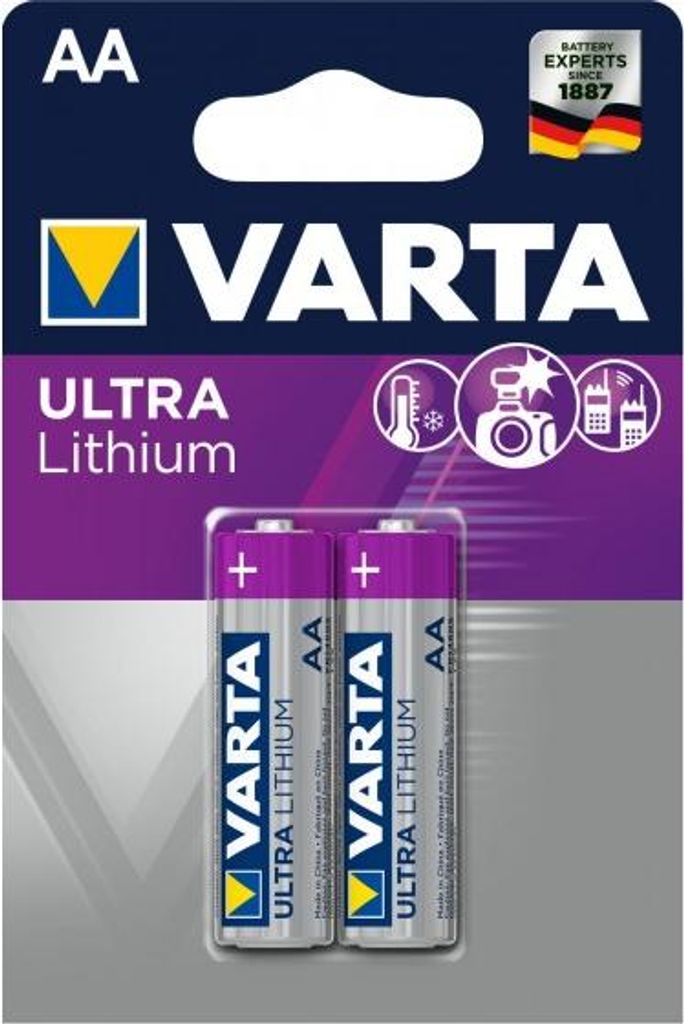Varta Lithium Batterie AA, Mignon, 6106, Varta Ultra Lithium, 1,5V, 2er Blister