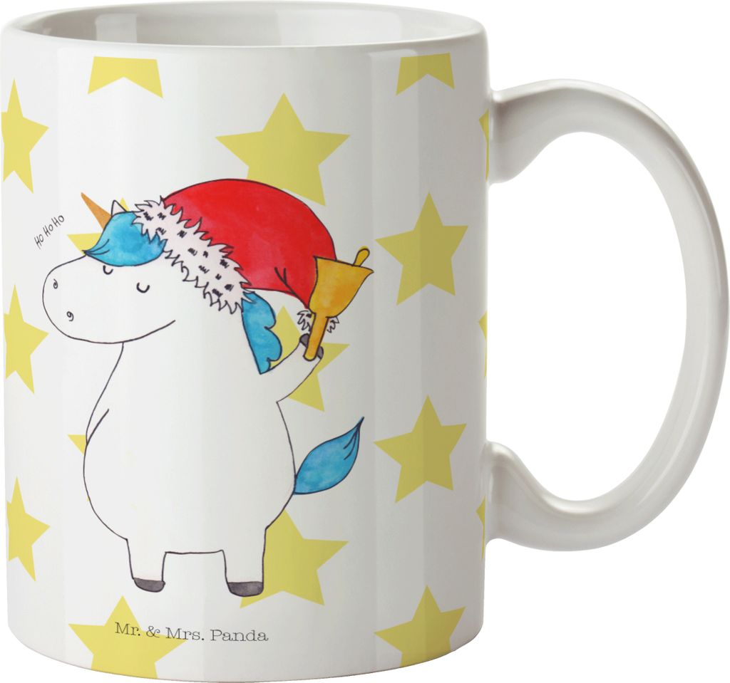 Mr. & Mrs. Panda cappuccinotasse Einhorn Weihnachtsmann - Weiß - Geschenk, Tasse mit Spruch, Teetasse, Nikolaus, Bedruckte, Schokolade, Weihnachte...