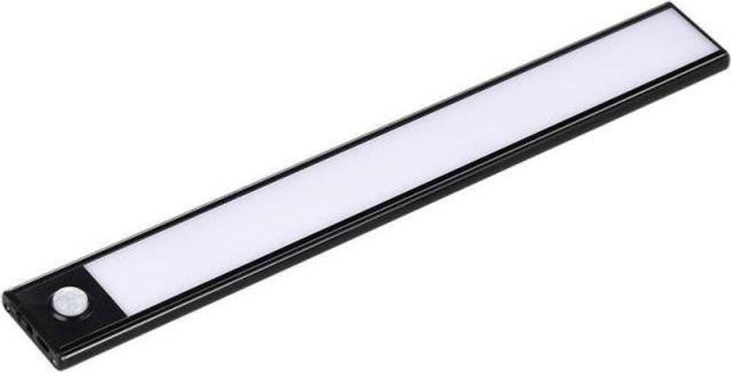 30cm 1,5W USB aufladbare LED-Lichtleiste Schwarz mit Bewegungsmelder - Neutralweiß 4000K - 5500K