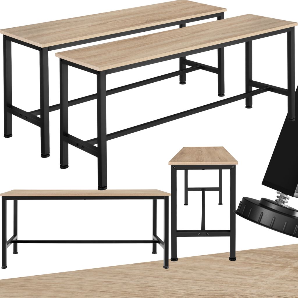 2 Sitzbänke Fairfield - Industrial Holz hell, Eiche Sonoma Produktbild 