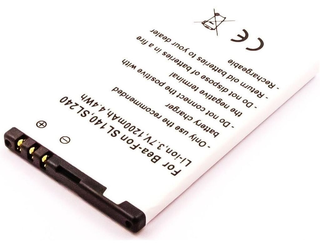 Akku für Bea-fon SL140 Li-Ion 3,7 Volt 1200 mAh schwarz. Produktbild 