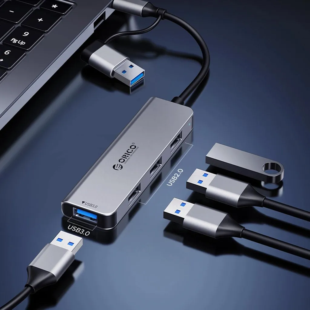 Docking Station Orico YSB4-U2: Hub 5 Porte USB-A e USB-C Grigio - 3