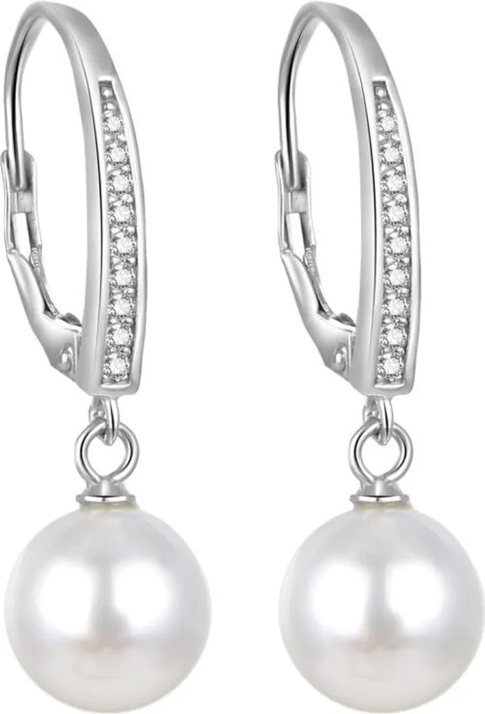 Pendants d'oreilles perles blanches et argent massif 925 modèle AGUC862PL