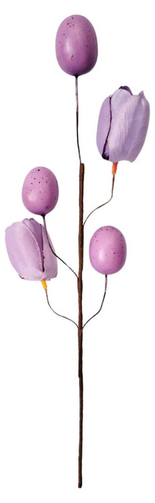 Ostereier-Arrangement: Künstliche Tulpenstiele mit Eiern, ideal als Vasenfüller oder Tischdekoration.