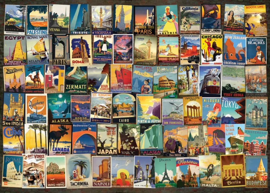 Puzzle 1000 pièces de collection thématique voyage rétro D-Toys