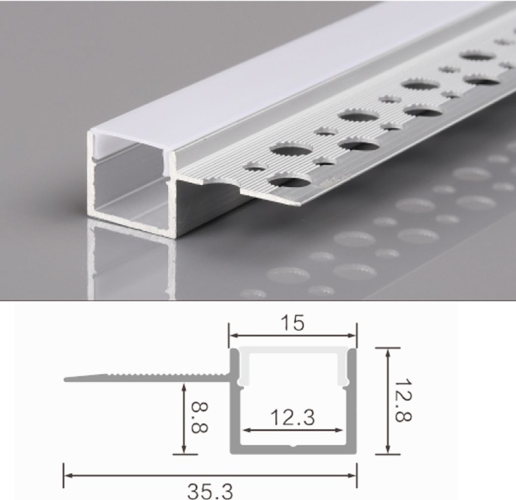 2m LED Alu Profil Unterputz Rigips Trockenbau Schiene Kanalprofil mit Milchglas Abdeckung Kanal System für LED-Streifen Profil H-5