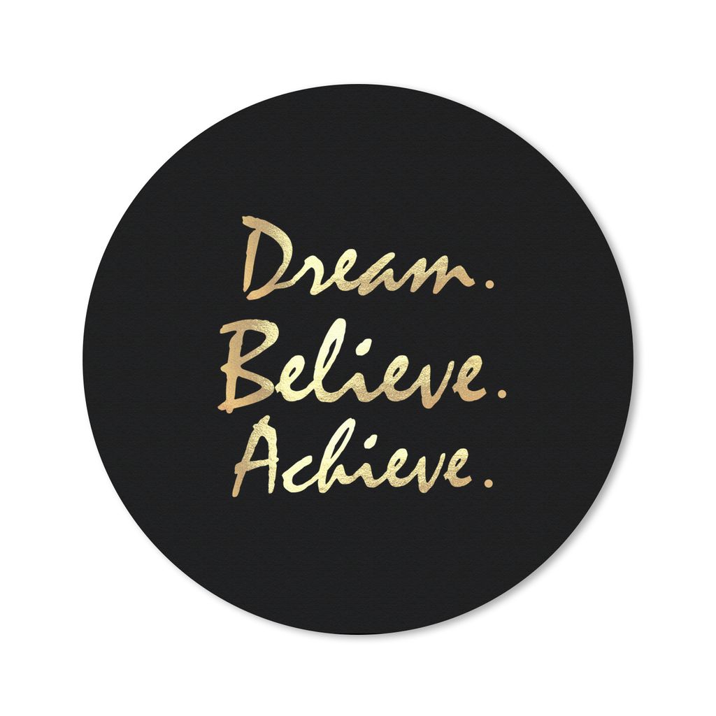 MuchoWow Mauspad Mousepad Zitat - Traum - Schwarz - Gold 30x30 cm - Mousepads - Maus Mat - Pad - Mausunterlage - Tischunterlage - Schreibtischmatten