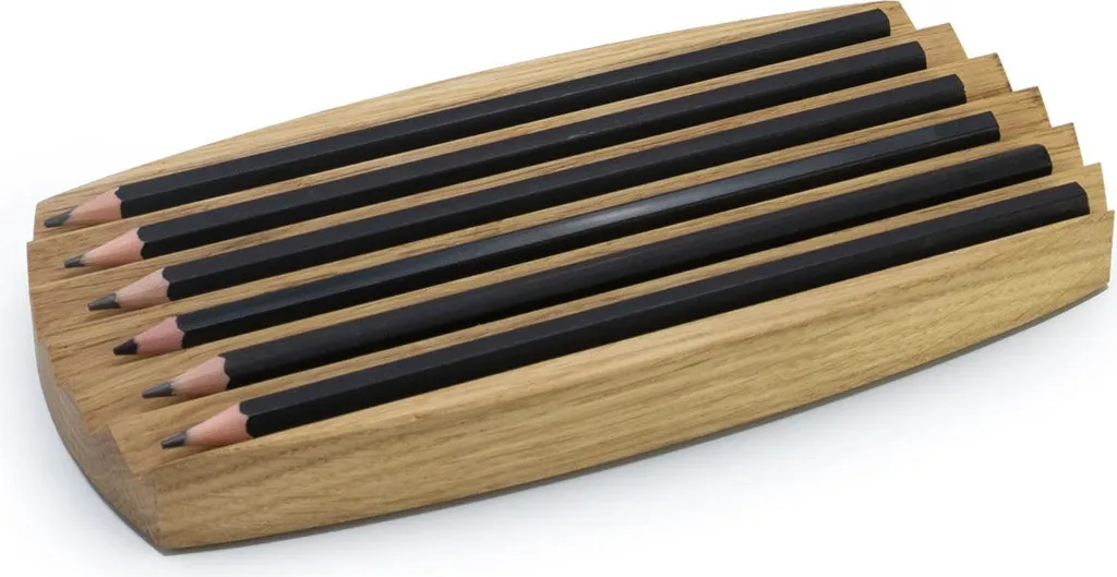 Organiseur de bureau arrondi en chêne : Un design minimaliste unique