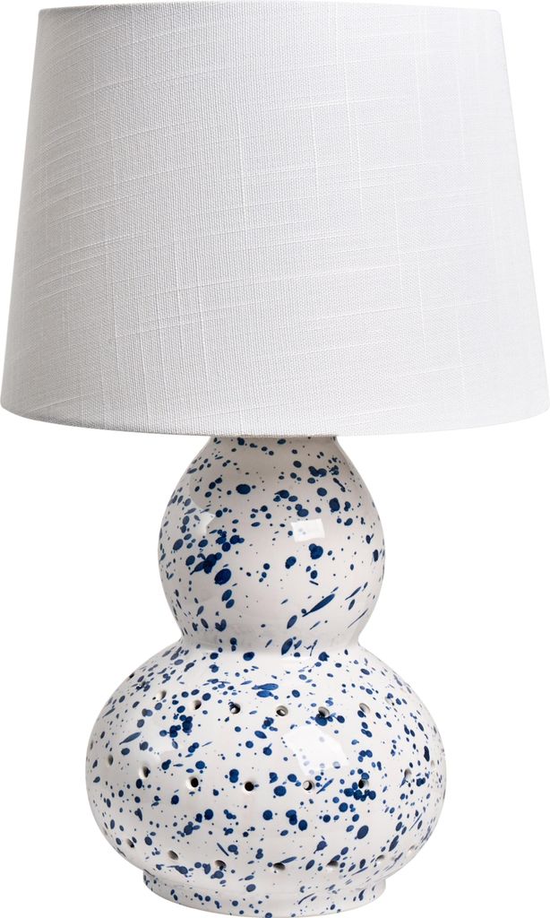 BELIANI Tischlampe Weiß / Blau Keramik mit Kunstleinen Stoffschirm Glänzend Sprenkel Muster Wohnzimmer Schlafzimmer Flur