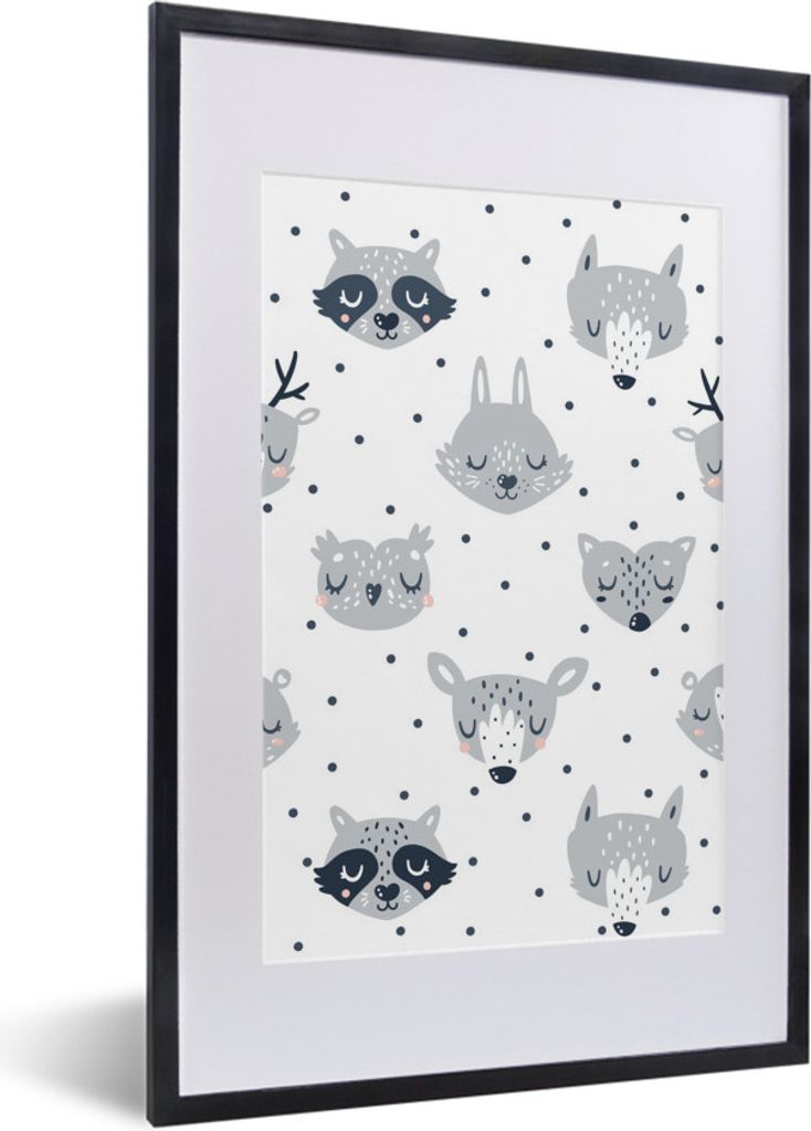 MuchoWow MuchoWow Gerahmtes Poster Tiere - Design - Kinder - Jungen - Mädchen - Baby 40x60 cm - Poster mit zchwarzem Bilderrahmen - Poster in ...