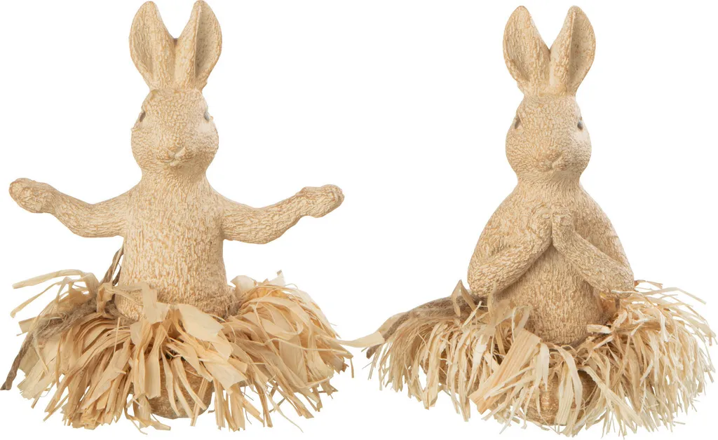 Ambiance Zen sans Entretien - Statuettes Lapins Yoga en Résine Naturelle