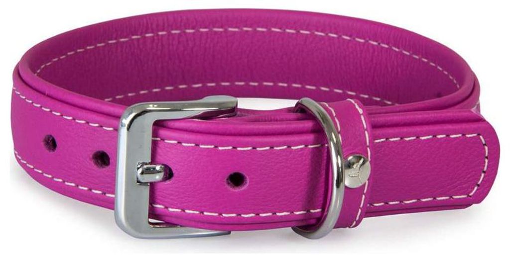 Das Lederband Hundehalsband Barcelona Rose-Violet, Länge: 25 cm