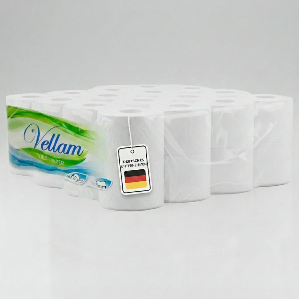Vella Premium Toilettenpapier 3-lagig, ultraweich, saugstark, hautfreundlich, reißfest & hypoallergen – 32 Rollen, deutsches