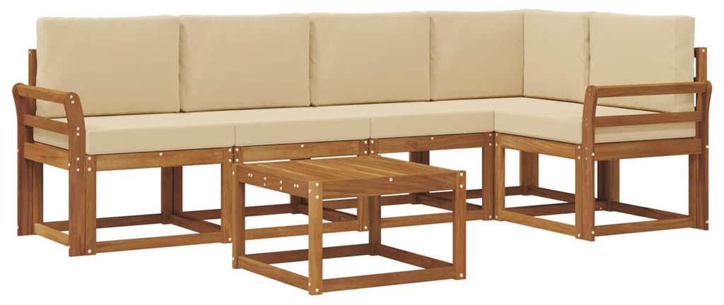 vidaXL Outdoor-Sofagarnitur mit Kissen 6 pcs Natur und Beige