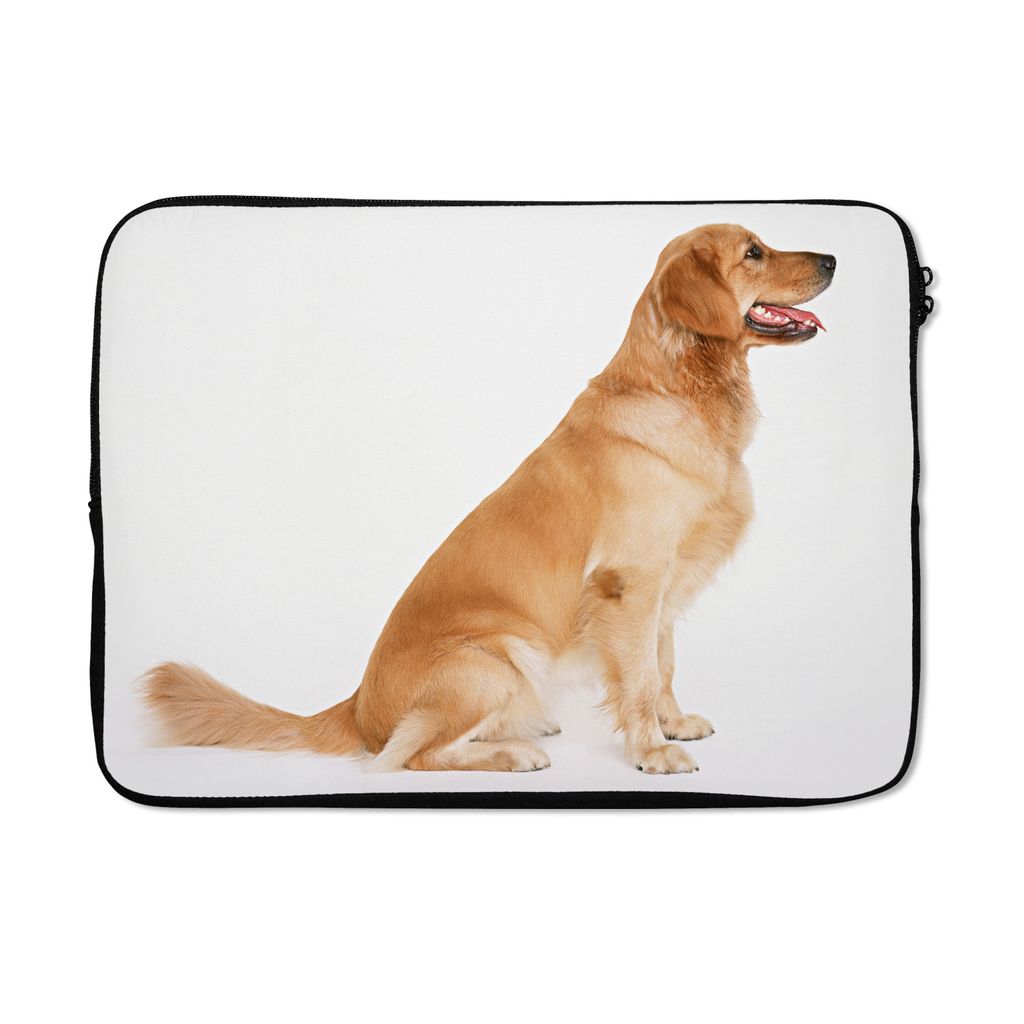 MuchoWow Laptop Hülle 14 ZollSeitenansicht eines sitzenden Golden Retrievers Laptoptasche - Laptoptasche - Stoßsicher - Schutzhaube