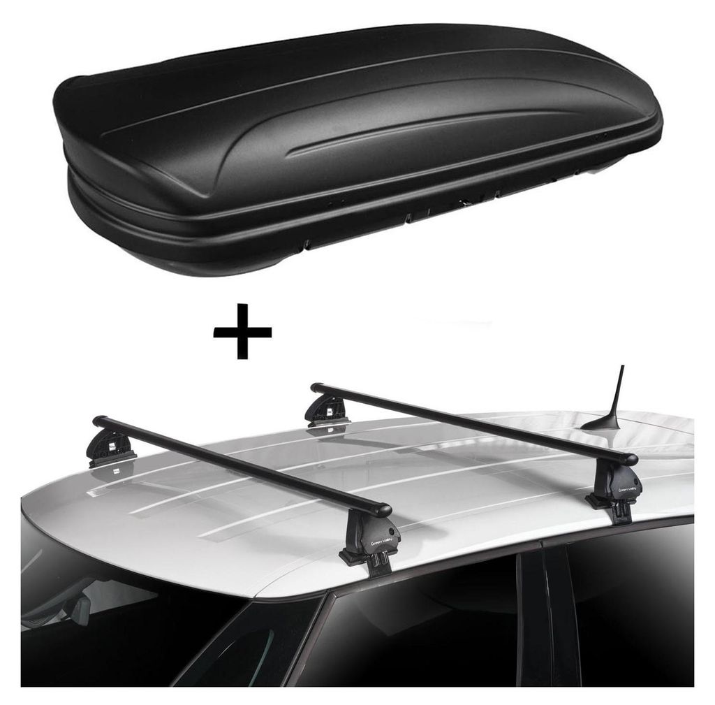 Dachbox VDPMAA320 320 Liter abschließbar schwarz matt + Dachträger VDP EVO Stahl kompatibel mit für Opel Corsa F 5 Türer ab 2019