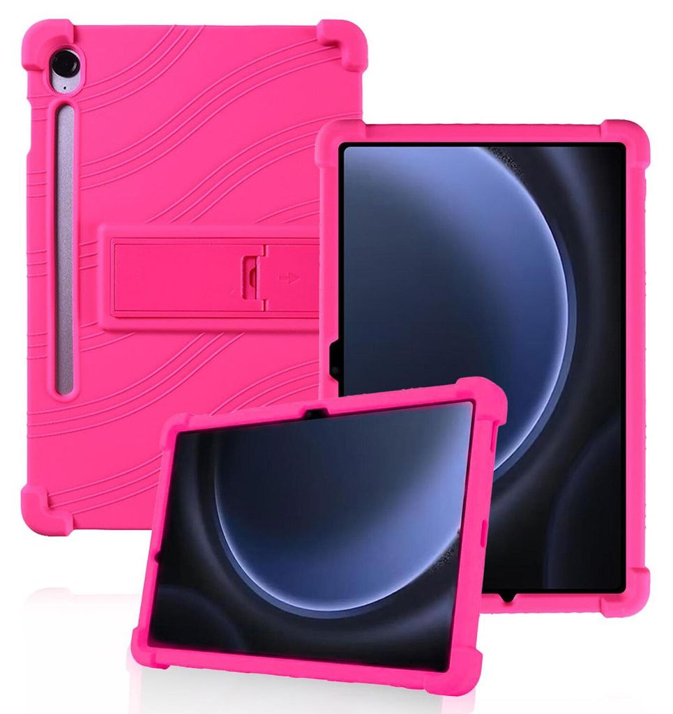 Tablet Hülle für Samsung Galaxy Tab S10 FE+ 13,1" 2025, Stoßfeste Weiches Silikon Schutzhülle mit Standfunktion Rosa