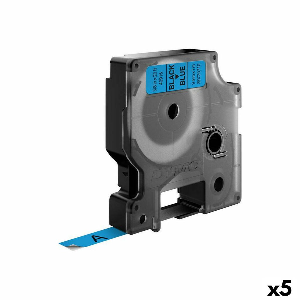 Dymo D1 40916 9 mm LabelManager Schwarz Blau Laminiertes Etikettenband (5 Stück)