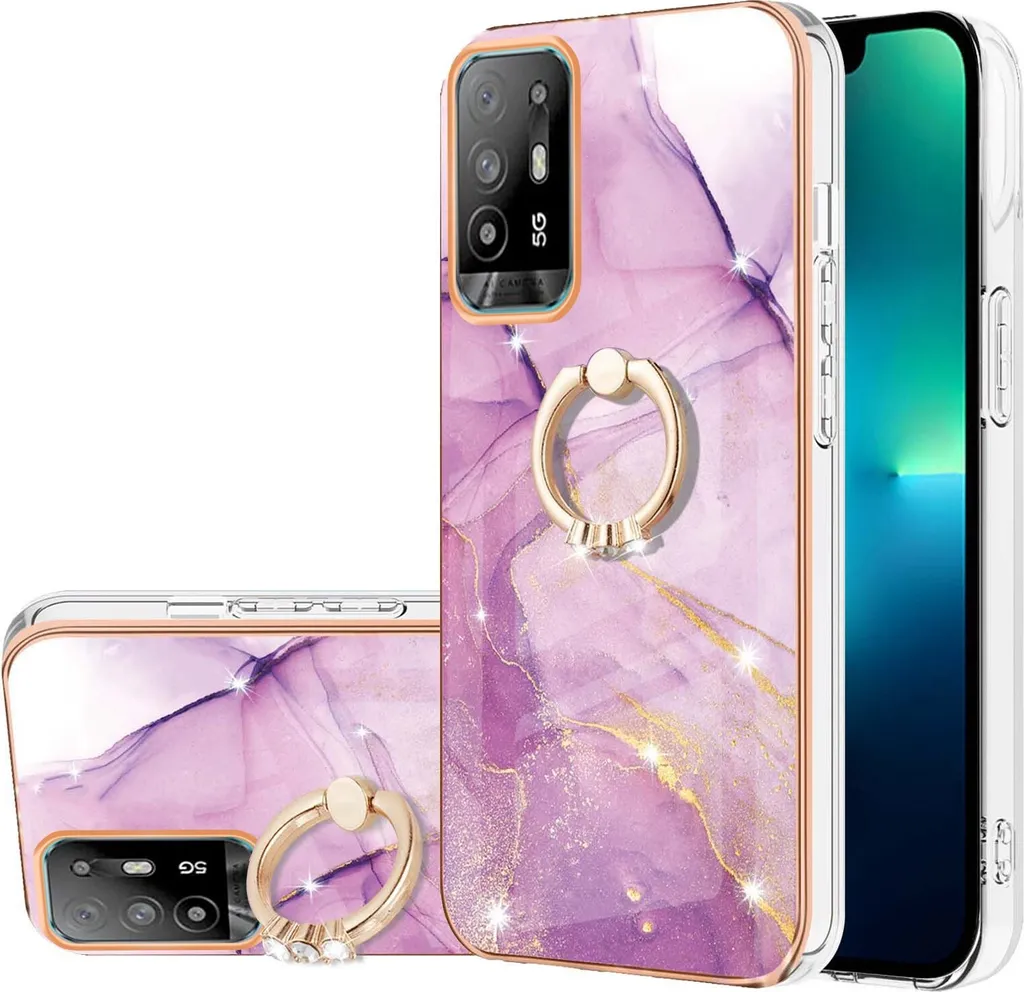 Custodia Marble per Oppo A94 5G / A95 5G Viola con Anello | Shop Online