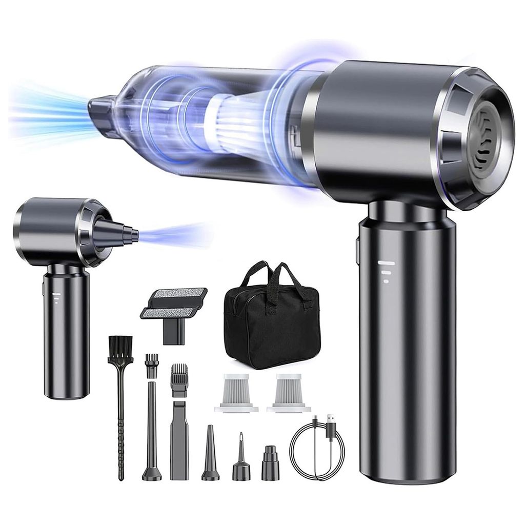 A collection of handheld vacuum cleaners and accessories are displayed against a white background.