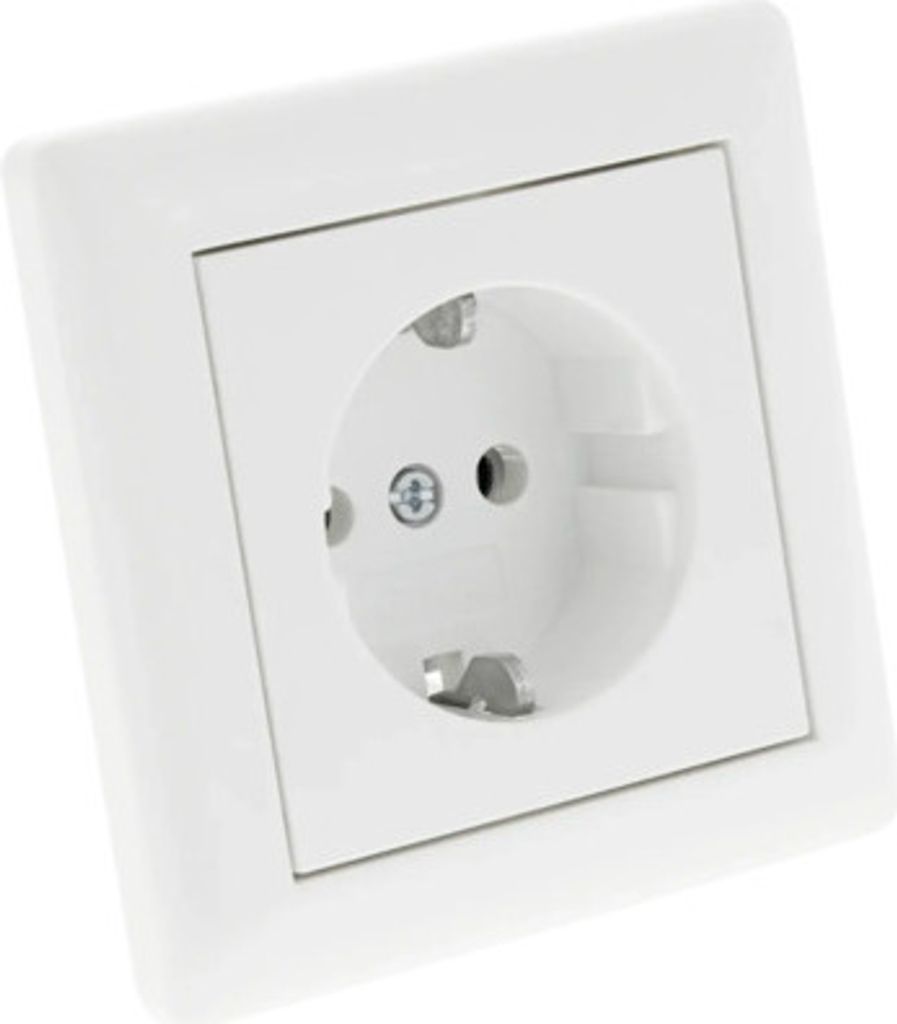 A white electrical outlet on a white background.