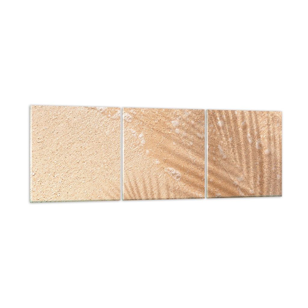 Bilder auf glas - 3 Teile - Sand Schatten Blätter - 90x30cm - Glasbilder - Wandbilder - Bilder - zum Aufhängen bereit - Wanddekoration aus Glas -...
