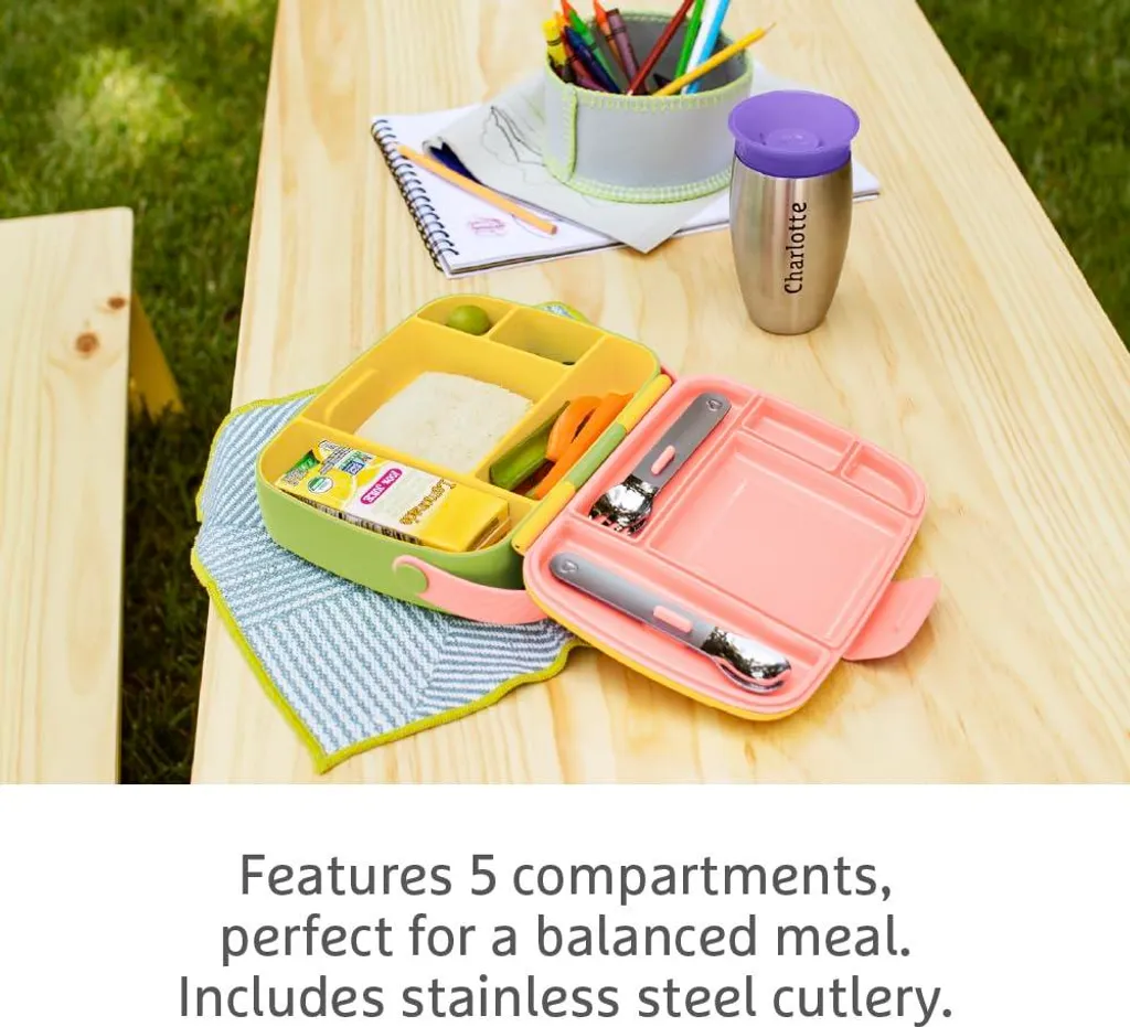 Munchkin Lunch Box Ergonomica 5 Scomparti | Kit Pranzo Completo Inox - 13
