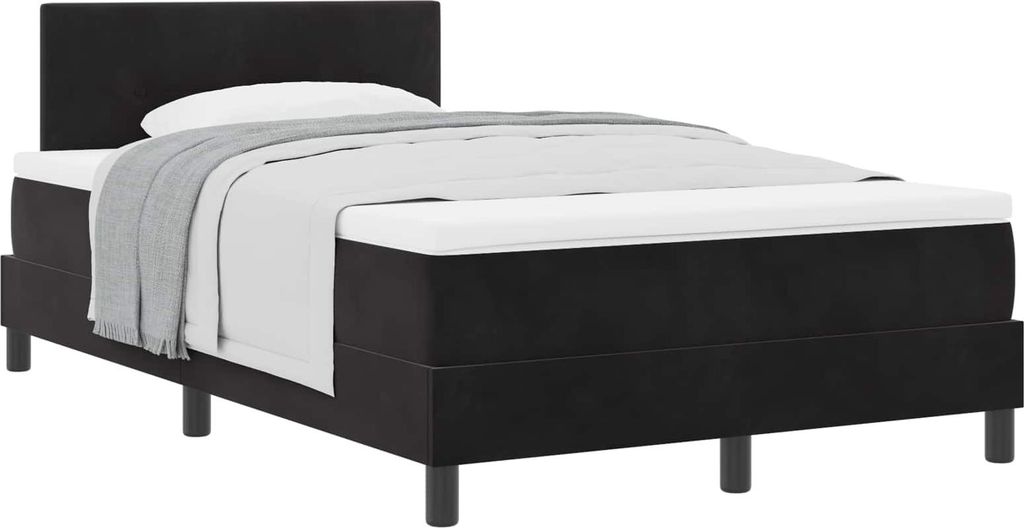 Boxspringbett mit Matratze Schwarz 120 x 190 cm Samt