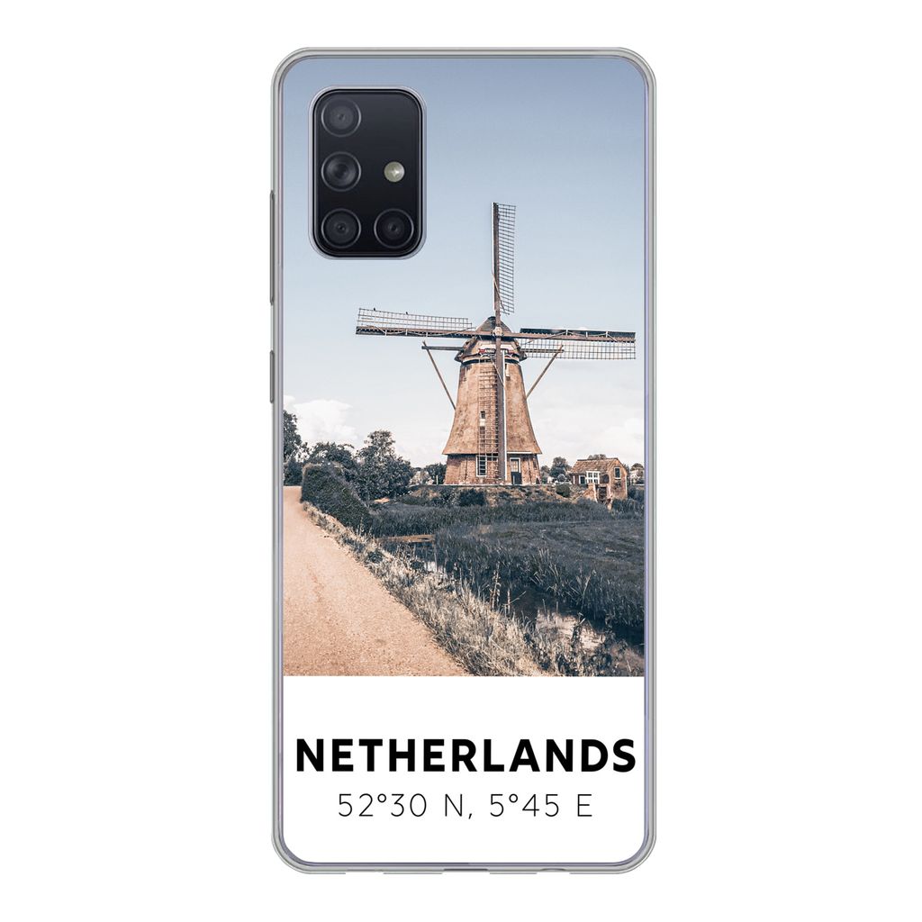MuchoWow Handyhülle Schutzhülle Hülle für Samsung Galaxy A51 5G Niederlande - Mühle - Wiese Silikon Softcase Handy Hülle - Abbildung