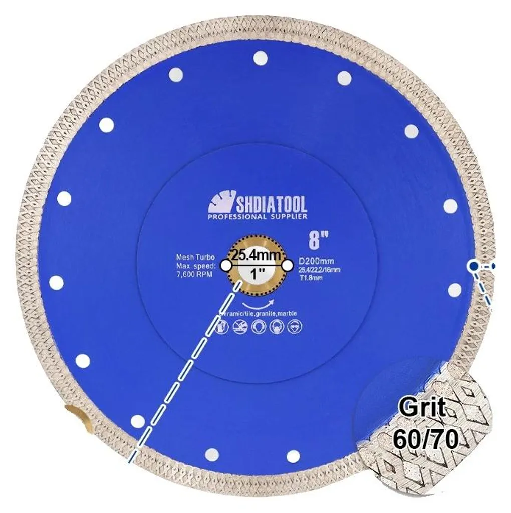 Disque de découpe diamanté polyvalent 200 mm pour meuleuse et scie à eau
