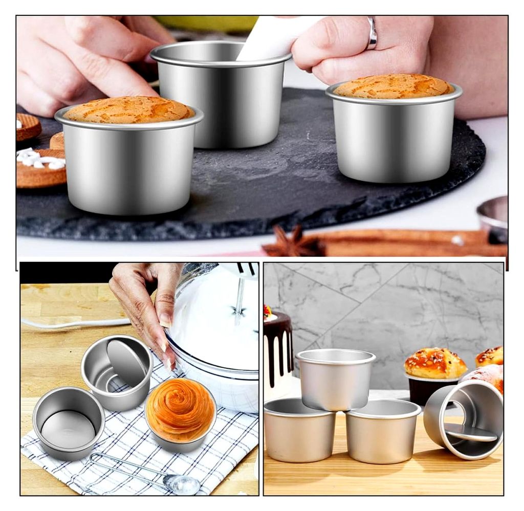 6 Stück Runde Kuchenformen aus Aluminiumlegierung mit Abnehmbarem Boden, Antihaftbeschichtet und Hitzebeständig
