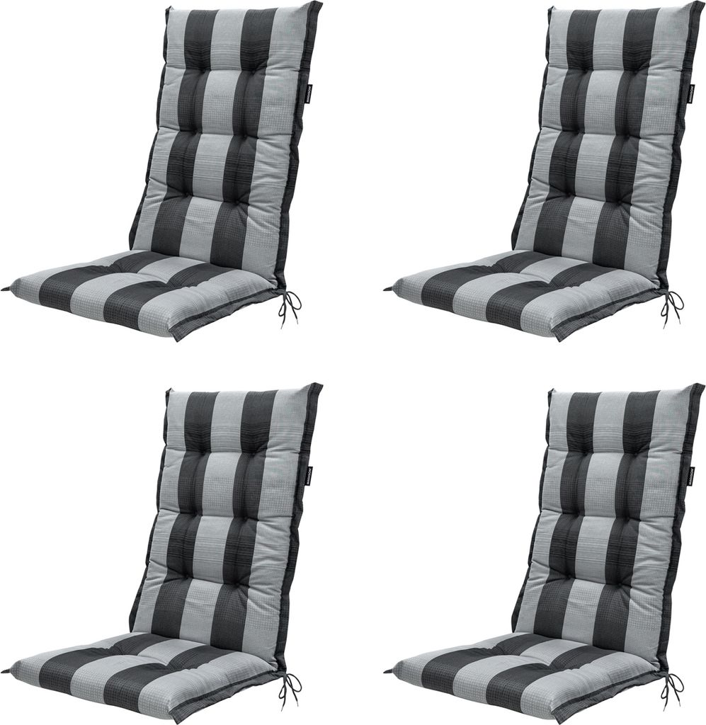 Madison - Gartenstuhlauflage High Back Alice grau - Ca. 123x50 cm - 4er-Set