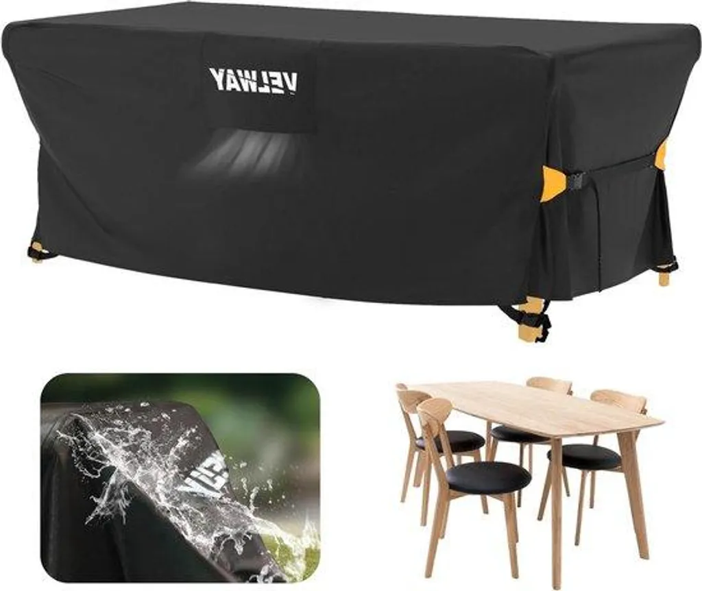 Bâche de protection salon de jardin imperméable 170x95x74 cm - Noir Mat
